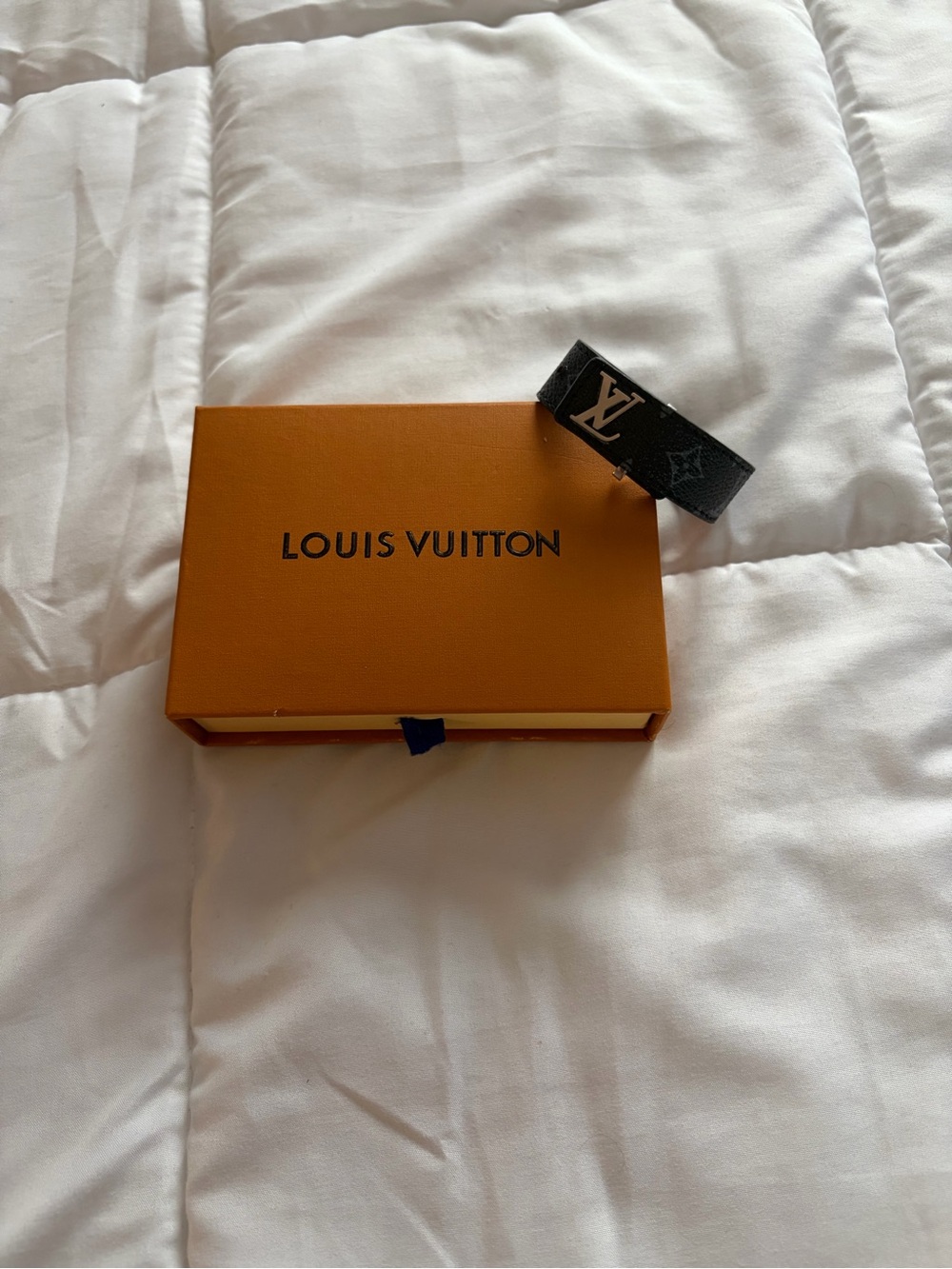 Louis Vuitton Black and Gold Monogram Bracelet